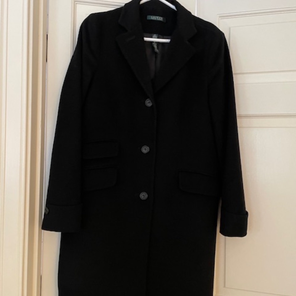 Ralph Lauren black wool 3/4 length coat size 8